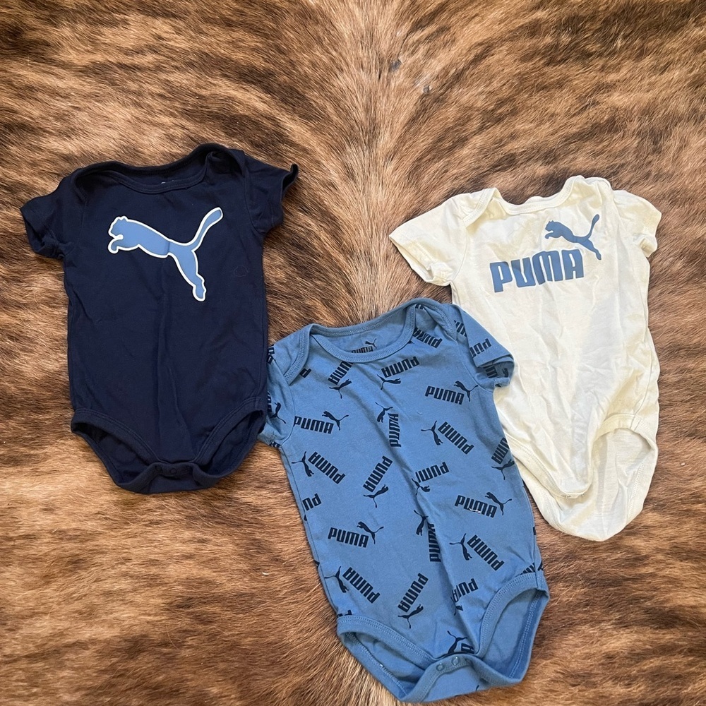 Bundle Puma Kids Bodysuit Trio - Dark Blue, Light Blue, Cream